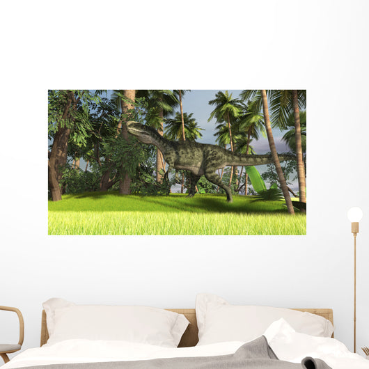 Monolophosaurus Prehistoric Tropical Landscape Wall Decal Design 2