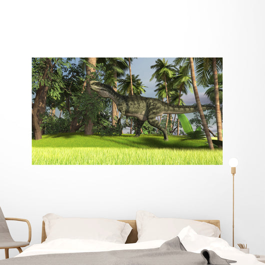 Monolophosaurus Prehistoric Tropical Landscape Wall Decal Design 2