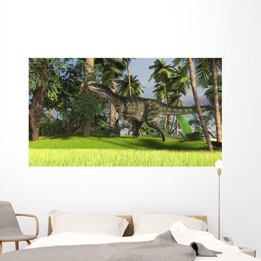 Monolophosaurus Prehistoric Tropical Landscape Wall Decal Design 2