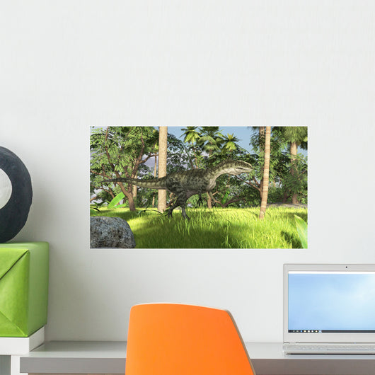 Monolophosaurus Prehistoric Tropical Landscape Wall Decal Design 1
