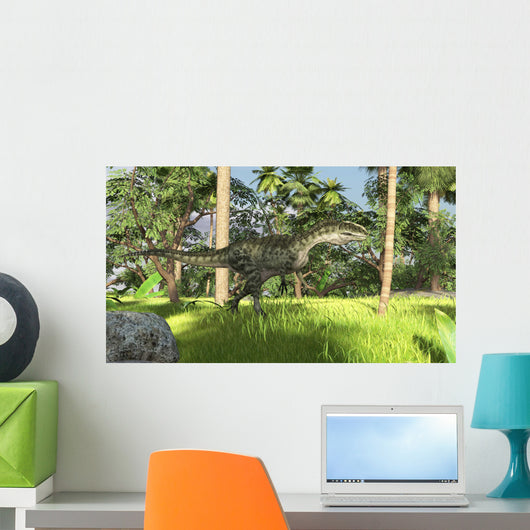 Monolophosaurus Prehistoric Tropical Landscape Wall Decal Design 1