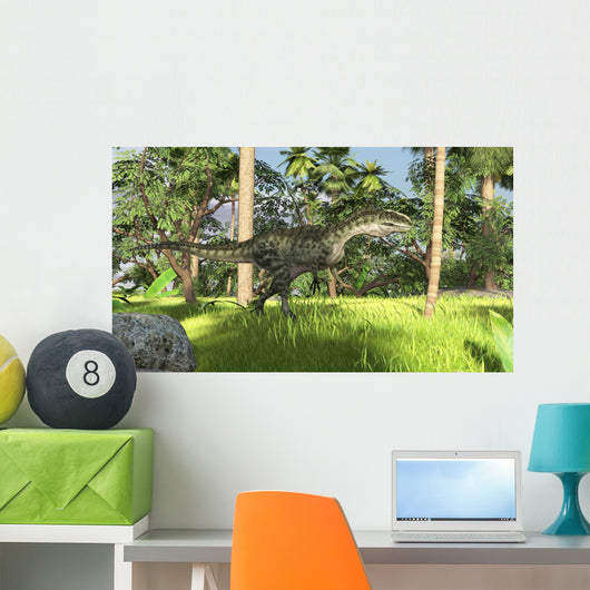 Monolophosaurus Prehistoric Tropical Landscape Wall Decal Design 1