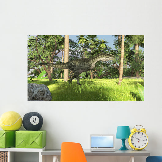 Monolophosaurus Prehistoric Tropical Landscape Wall Decal Design 1