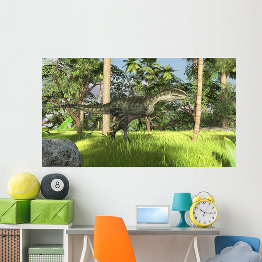 Monolophosaurus Prehistoric Tropical Landscape Wall Decal Design 1