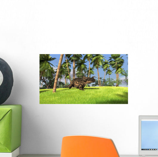 Brown Einiosaurus Walking across Wall Decal Design 1