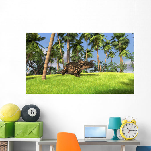 Brown Einiosaurus Walking across Wall Decal Design 1