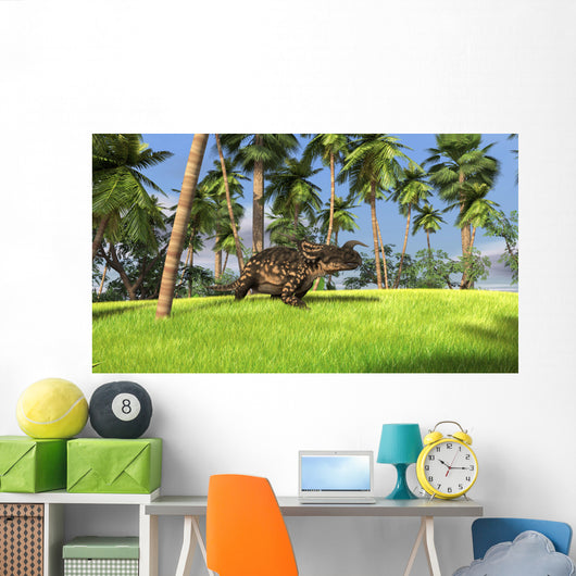 Brown Einiosaurus Walking across Wall Decal Design 1