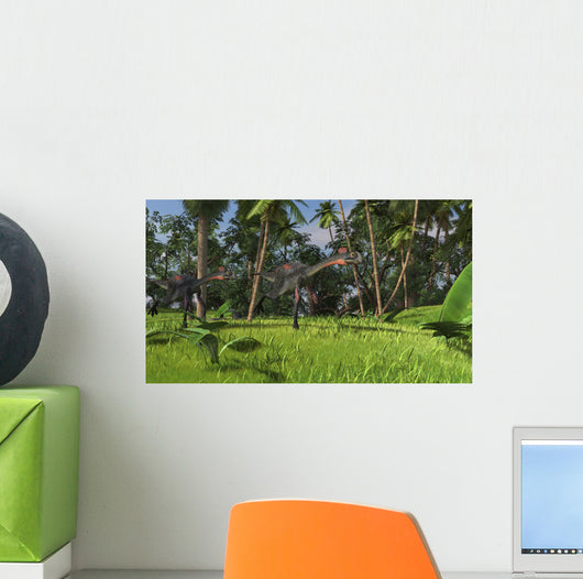 Two Gigantoraptors Running across Wall Decal Design 1