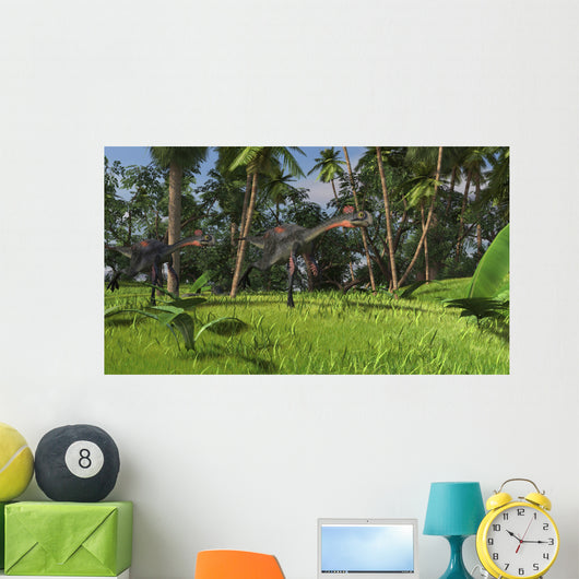 Two Gigantoraptors Running across Wall Decal Design 1