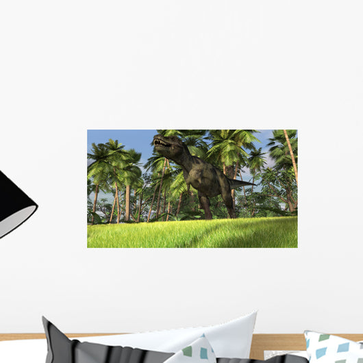 Tyrannosaurus Rex Hunting Tropical Wall Decal Design 1