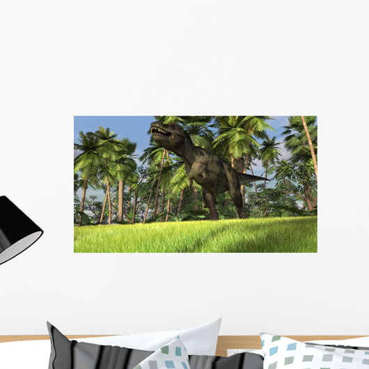 Tyrannosaurus Rex Hunting Tropical Wall Decal Design 1