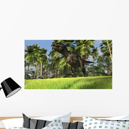Tyrannosaurus Rex Hunting Tropical Wall Decal Design 1
