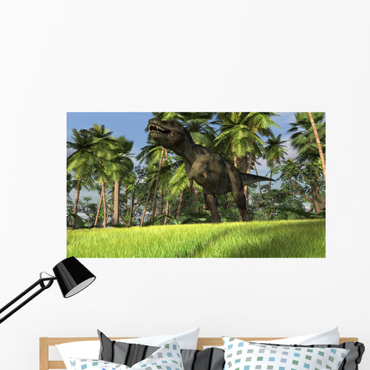 Tyrannosaurus Rex Hunting Tropical Wall Decal Design 1