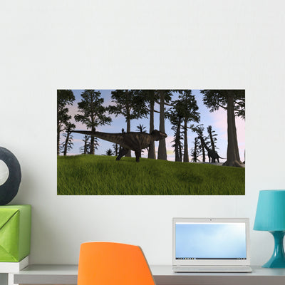 Tyrannosaurus Rex Confronts Large Wall Decal shown on a wall
