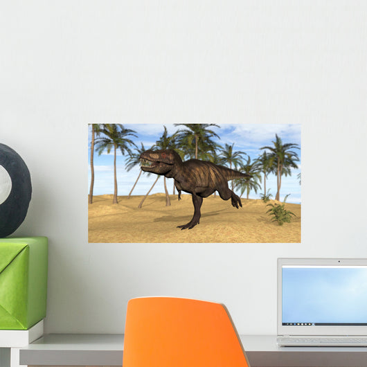 Tyrannosaurus Rex Running Prehistoric Wall Decal Design 2