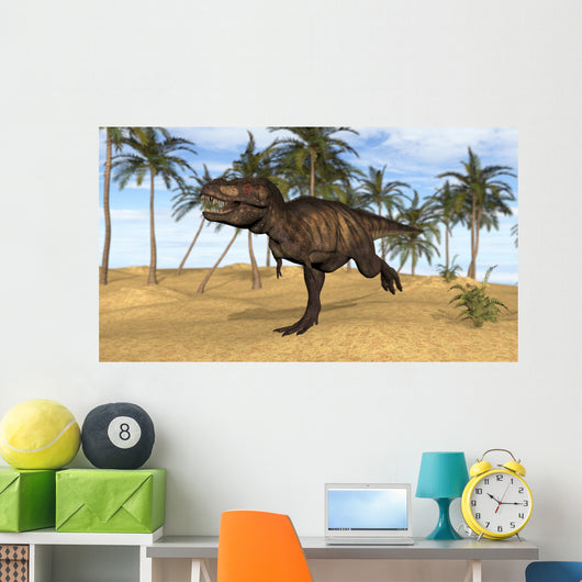 Tyrannosaurus Rex Running Prehistoric Wall Decal Design 2