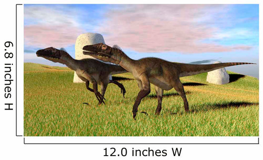 Pair Utahraptors Grassy Field Wall Decal