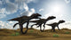 Three Utahraptors Running across Wall Decal Design 2