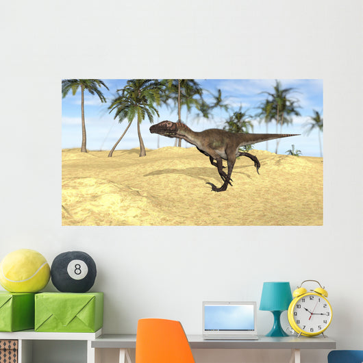 Utahraptor Running across Barren Wall Decal Design 1