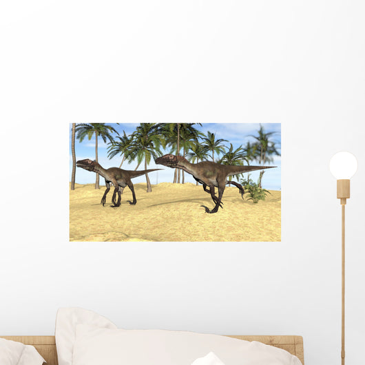 Two Utahraptors Prehistoric Environment Wall Decal