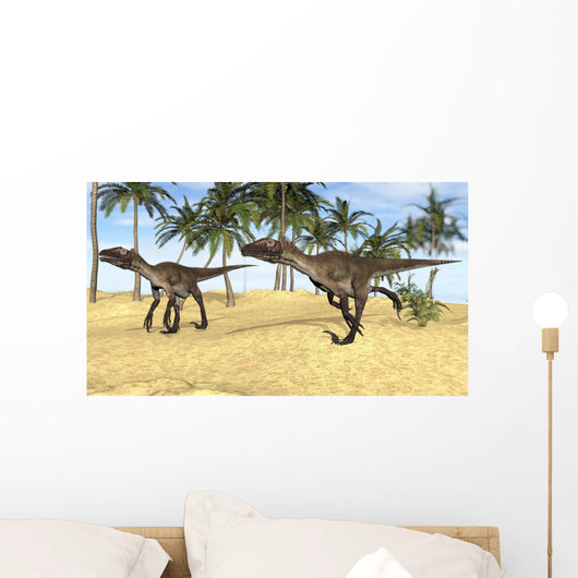 Two Utahraptors Prehistoric Environment Wall Decal