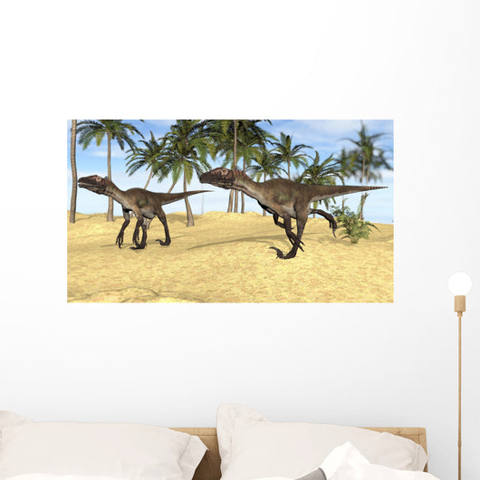Two Utahraptors Prehistoric Environment Wall Decal
