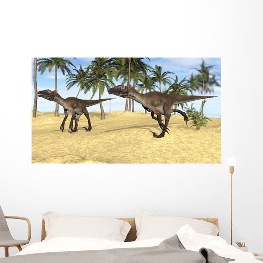 Two Utahraptors Prehistoric Environment Wall Decal