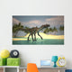 Utahraptor Walking across Riverbed Wall Decal