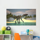 Utahraptor Walking across Riverbed Wall Decal