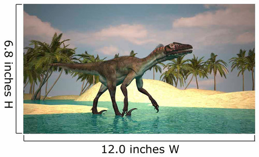 Utahraptor Walking across Riverbed Wall Decal