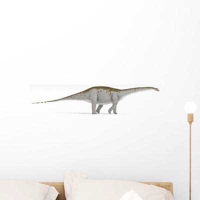 Apatosaurus Dinosaur White Wall Decal Design 1 shown on a wall