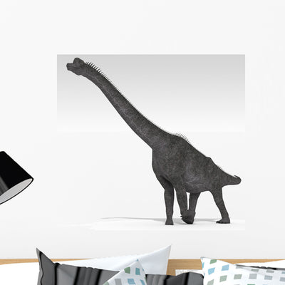Brachiosaurus Dinosaur White Wall Decal Design 3 shown on a wall