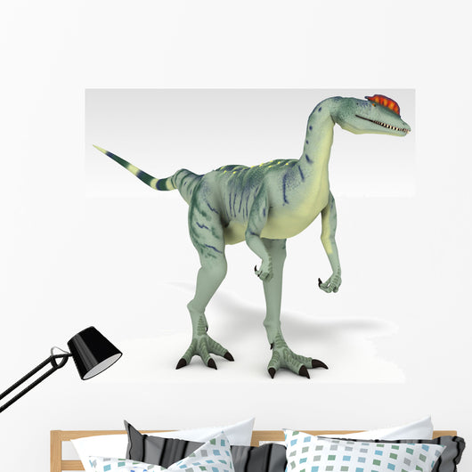 Dilophosaurus Dinosaur White Wall Decal Design 1