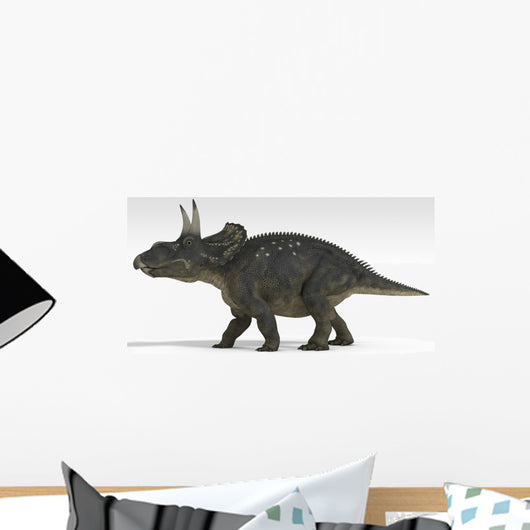 Triceratops Dinosaur White Wall Decal Design 1