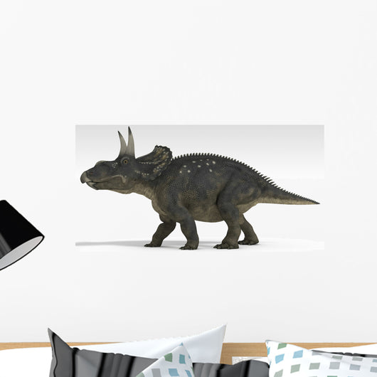 Triceratops Dinosaur White Wall Decal Design 1