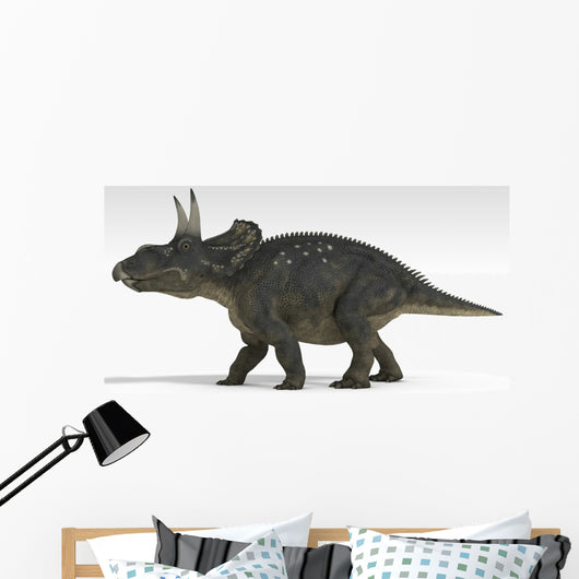Triceratops Dinosaur White Wall Decal Design 1