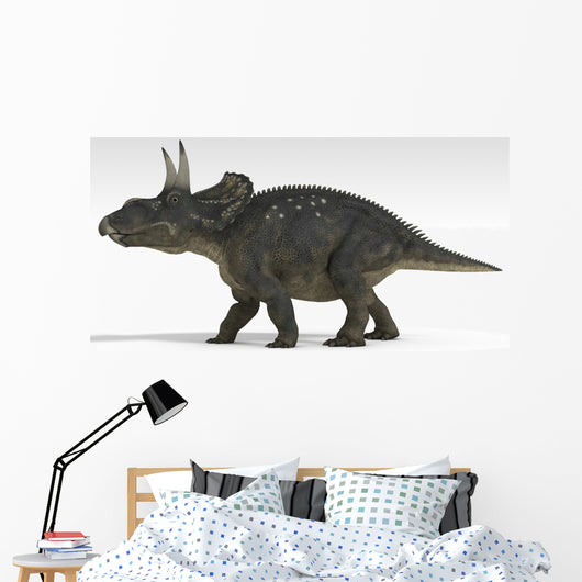 Triceratops Dinosaur White Wall Decal Design 1