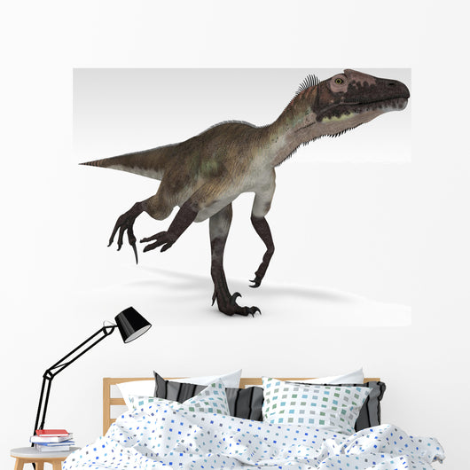 Utahraptor Dinosaur White Wall Decal Design 4