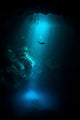 Scuba Diver Descends into Wall Decal
