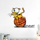 Cartoon Kitty W Ball Wall Decal