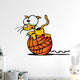 Cartoon Kitty W Ball Wall Decal