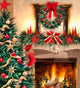Christmas Fireplace Wall Mural