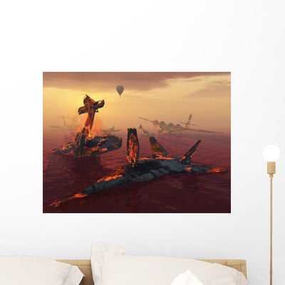 Destruction Fighter Planes as Wall Decal shown on a wall