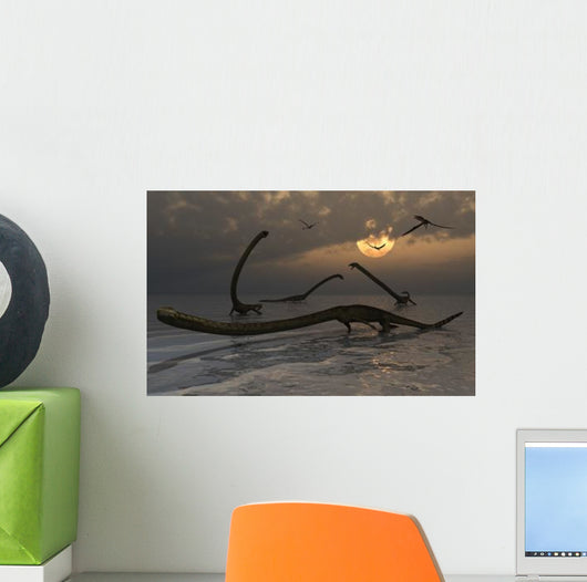 Illustration Herd Tanystropheus Reptiles Wall Decal Design 2