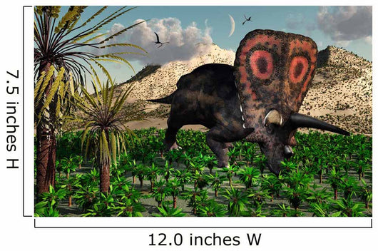 Lone Torosaurus Dinosaur Feeding Wall Decal Design 2
