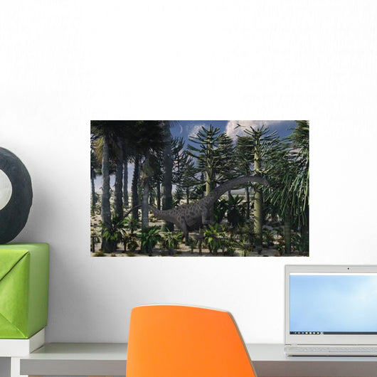 Young Diplodocus Dinosaur Feeding Wall Decal