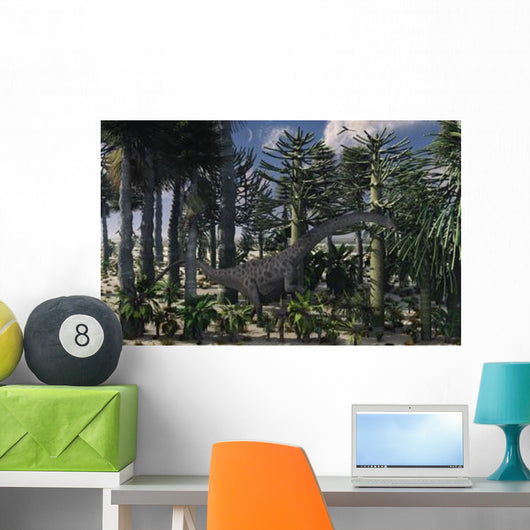 Young Diplodocus Dinosaur Feeding Wall Decal