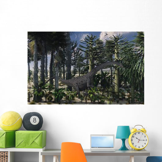 Young Diplodocus Dinosaur Feeding Wall Decal