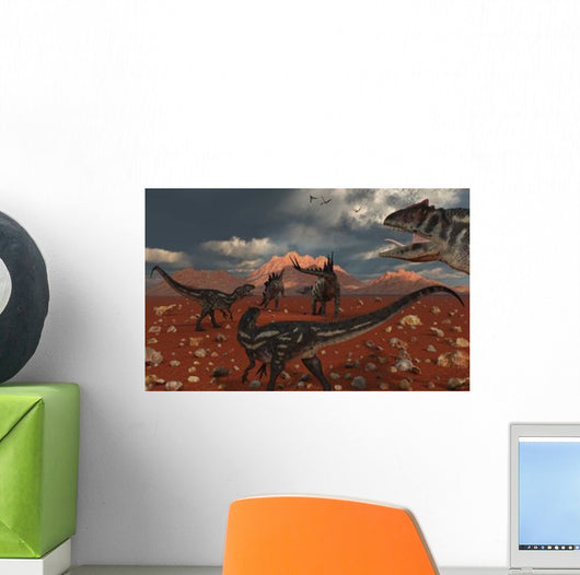 Pack Allosaurus Dinosaurs Track Wall Decal