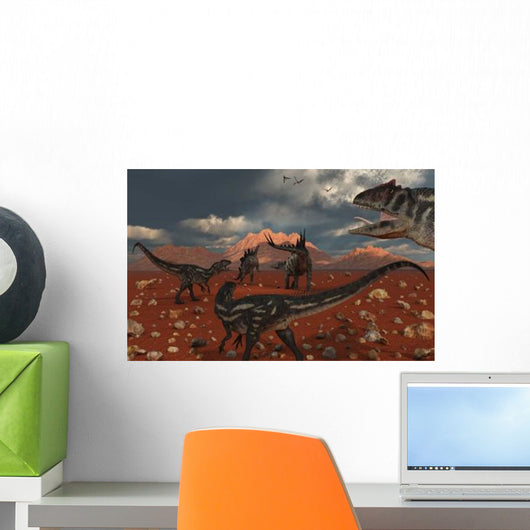 Pack Allosaurus Dinosaurs Track Wall Decal
